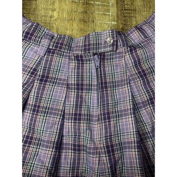 Hot Topic Skater Mini Skirt Size Small Pink Black Plaid Pleated Side Zipper - Picture 4 of 5